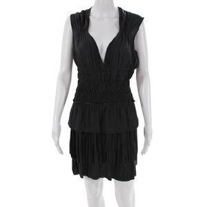 Isabel Marant Womens Sleeveless V Neck A Line Dress Black Size 2